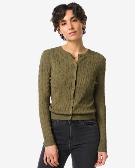 HEMA HEMA Damesvest Louisa Kabel Olijf (olijf)