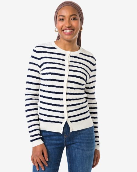 HEMA HEMA Damesvest Louisa Kabel Wit (wit)