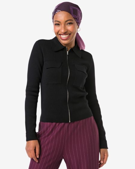 HEMA HEMA Damesvest Ivory Zwart (zwart)