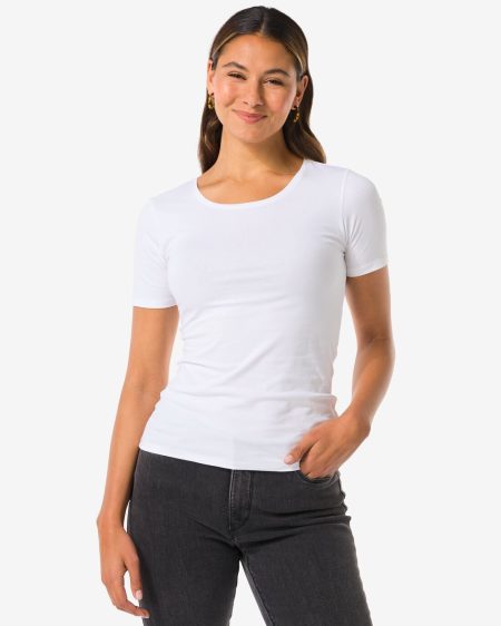 HEMA HEMA Dames T-shirt Basic O-hals Wit (wit)