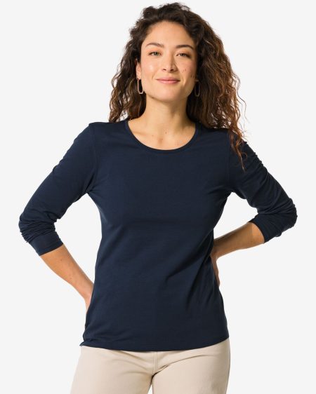 HEMA HEMA Dames Basic T-shirt Donkerblauw (donkerblauw)