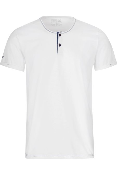 TRIGEMA T-Shirt Henley kraag wit