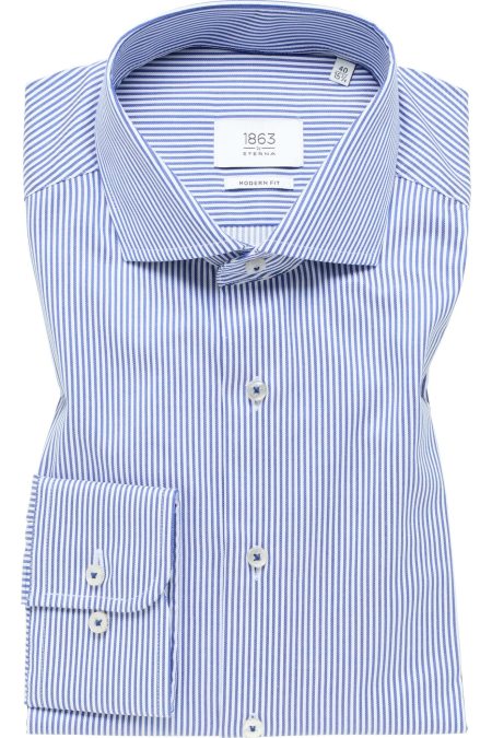 ETERNA 1863 Overhemd blauw/wit