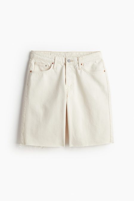 H & M - Baggy Low Denim short - Wit