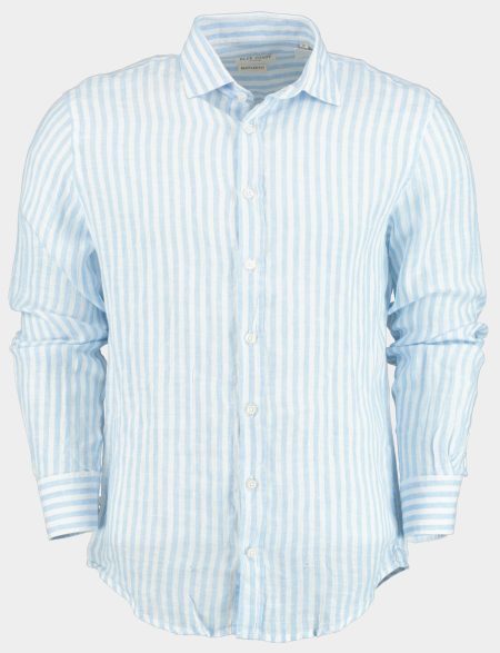 Blue Coast Casual hemd lange mouw Blauw 100% linnen