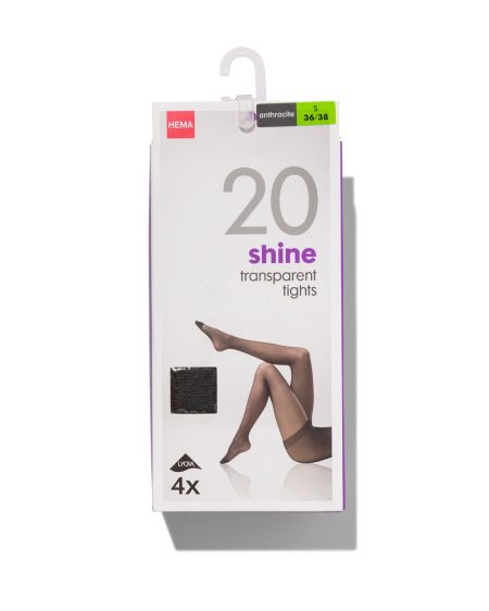 HEMA 4-pak Glans Pantys 20 Denier Antraciet (antraciet)