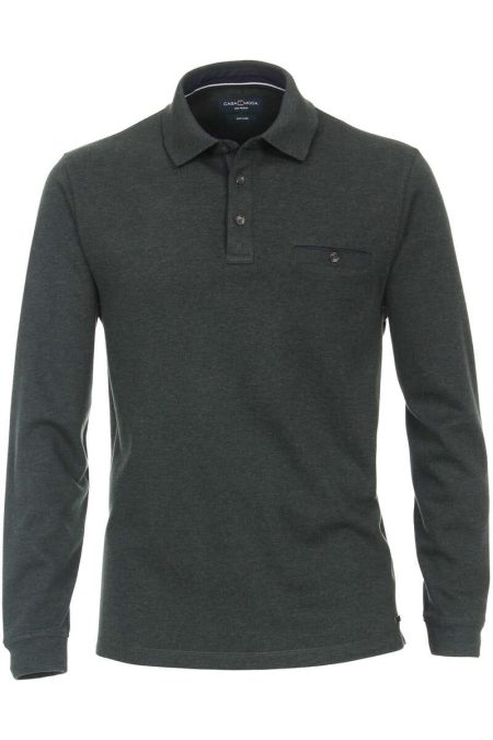 Casa Moda Casual Poloshirt lange mouw groen