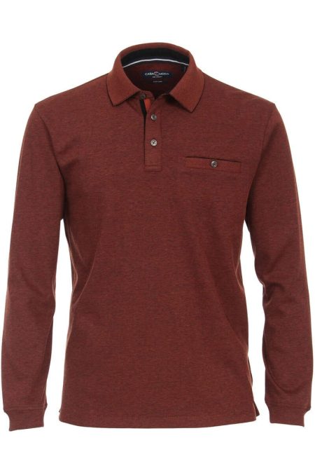 Casa Moda Casual Poloshirt lange mouw oranje