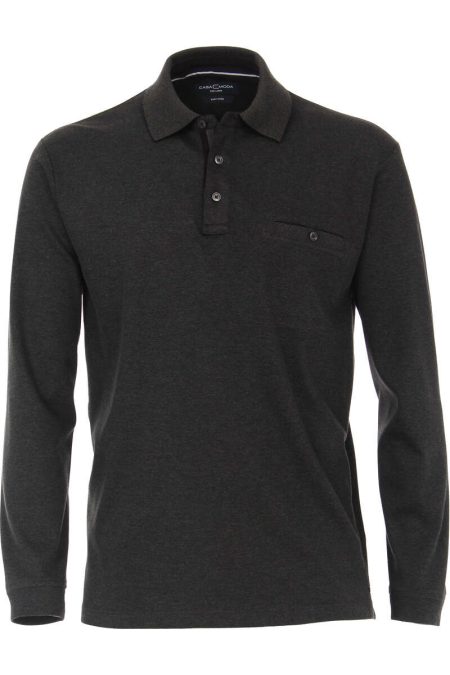 Casa Moda Poloshirt lange mouw antraciet