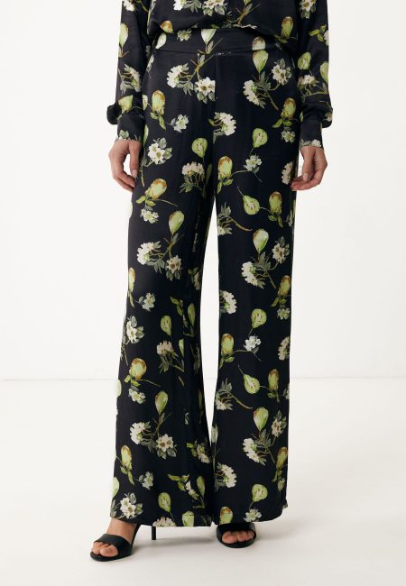 Broek Wide Leg met Print Zwart
