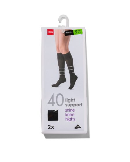 HEMA HEMA 2-pak Kniekousen Licht Ondersteunend 40 Denier Zwart (zwart)