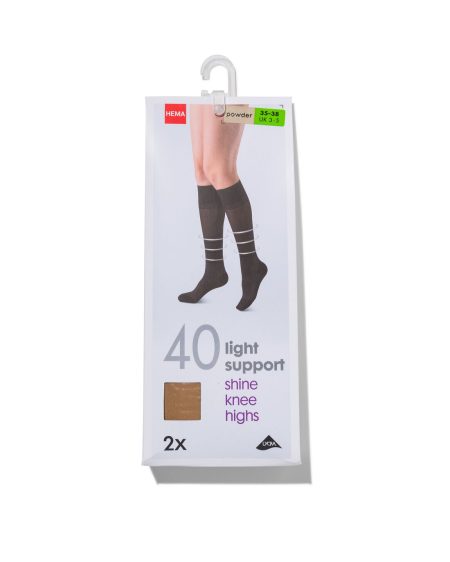 HEMA HEMA 2-pak Kniekousen Licht Ondersteunend 40 Denier Poeder (poeder)