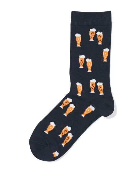HEMA HEMA Sokken Voor Volwassenen 'don't Worry Beer Happy' Donkerblauw (donkerblauw)