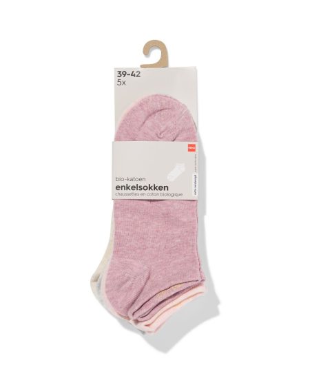 HEMA HEMA Dames Enkelsokken Melange - 5 Paar Lichtpaars (lichtpaars)
