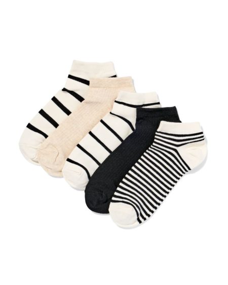 HEMA HEMA Dames Enkelsokken Strepen - 5 Paar Beige (beige)