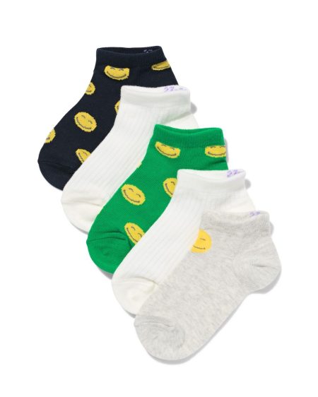 HEMA Kinder Enkelsokken Gezichtjes - 5 Paar Zwart (zwart)