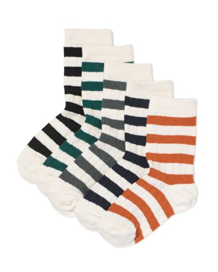 HEMA Kindersokken Rib Strepen - 5 Paar Zwart (zwart)