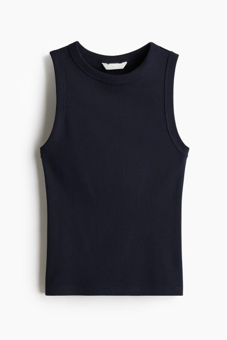 H & M - Geribde tanktop - Blauw