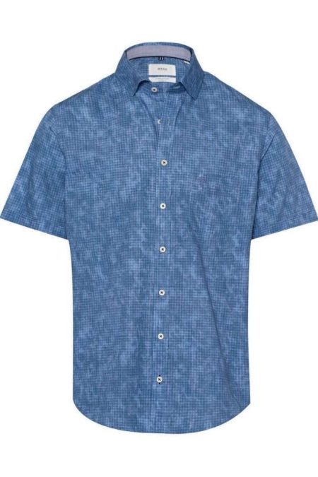 Brax Overhemd Korte mouw blauw