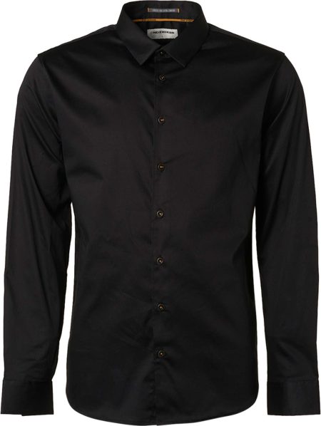 No Excess Basic stretch shirt satin weave black