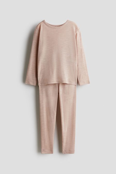 H & M - Tweedelige tricot thermoset van wol - Roze