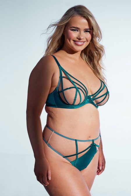 Playful Promises Diepuitgesneden Ramona Bh Met Mesh En Bandjes In Groen/Nude