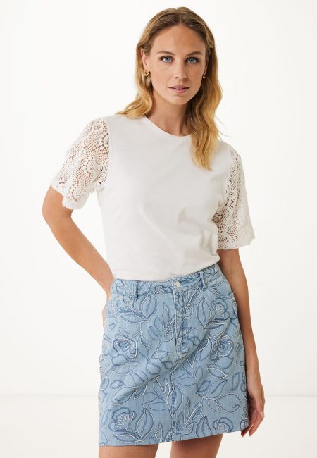 Top Crochet Mouwen Wit