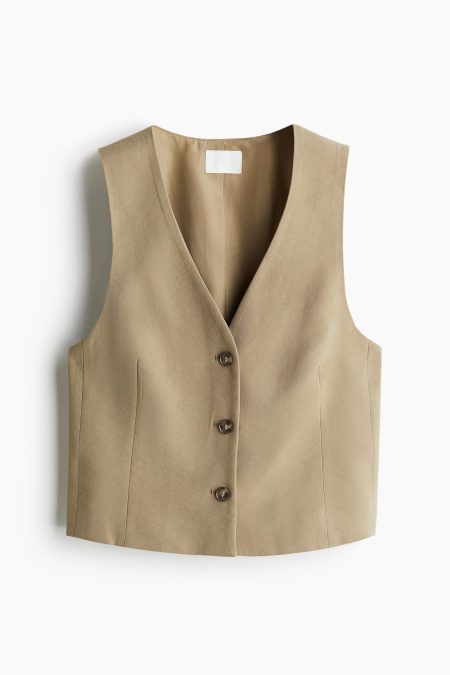 H & M - Kort gilet - Beige