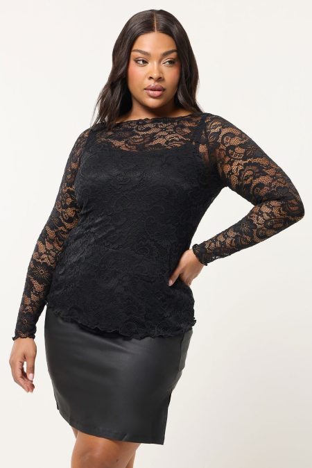 Yours Limited Collection Minirok Van Imitatieleer Met Zijsplit In Zwartsize 66-68