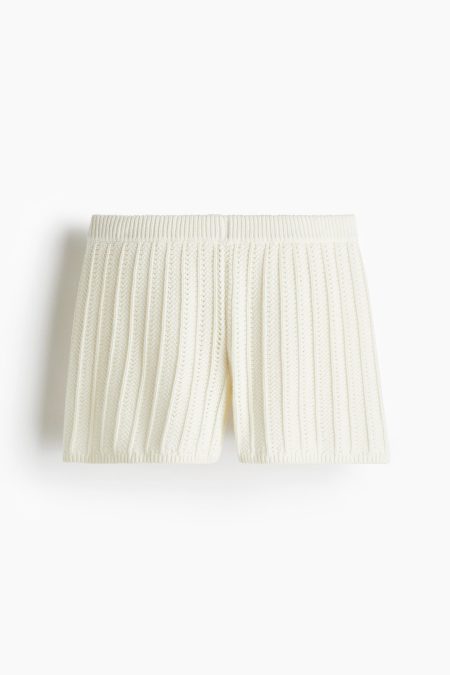 H & M - Ajourgebreide katoenen short - Wit
