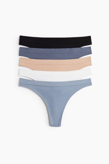 H & M - Set van 5 slips - Thong - Blauw