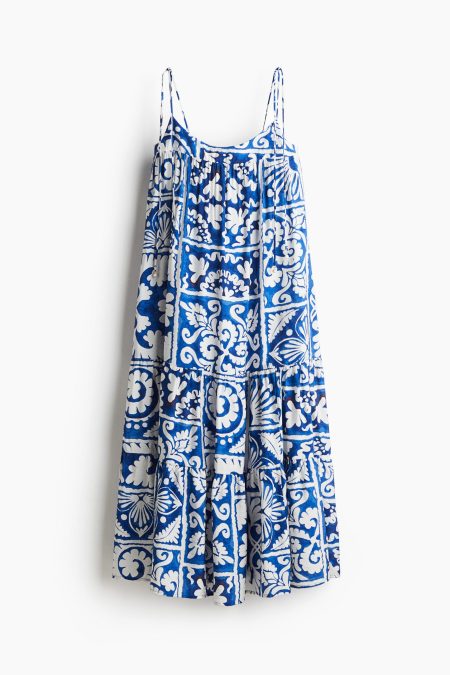 H & M - Maxi-jurk met strikbandjes - Blauw