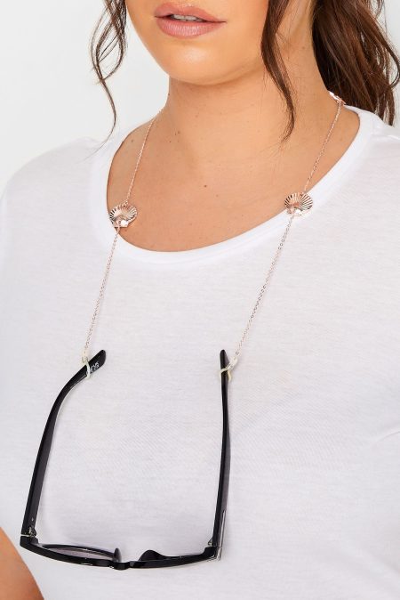 Zonnebrilketting Met Bedeltjes Van Schelpjes In Roségoud