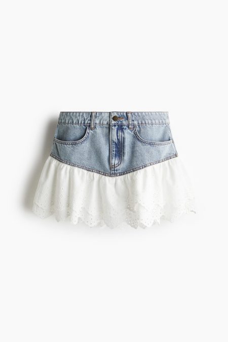 H & M - Minirok met volants - Blauw