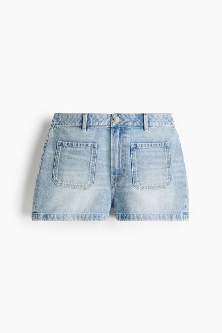 H & M - High Rise Denim short - Blauw
