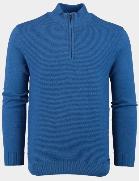 Scotland Blue Half Zip Blauw Frede Halfzip Pullover Cotton 24305FR08SB/268 jeans blue