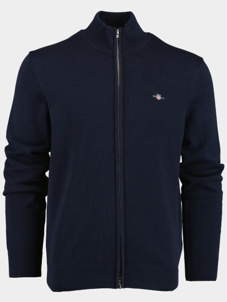 Gant Vest Blauw Casual Cotton Zip Cardigan 8030164/433