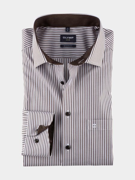 Olymp Business hemd lange mouw Bruin 122264-Hemden 122264/28