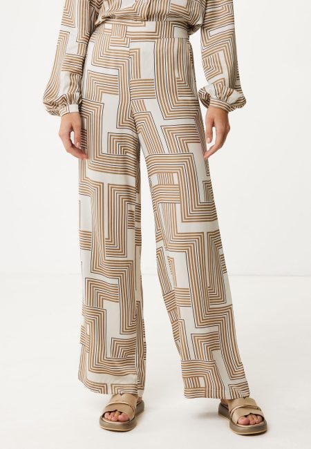 Broek met Grafische print Beige