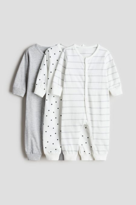 H & M - Set van 3 katoenen pyjamapakjes - Grijs