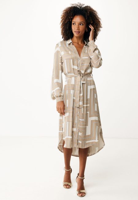 Jurk Grafische print Beige