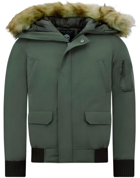 Enos Korte winterjas met faux bontkraag