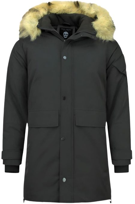 Enos Lange parka jas met bontkraag