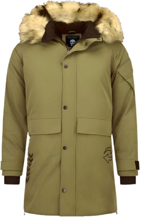 Enos Lange parka jas met bontkraag