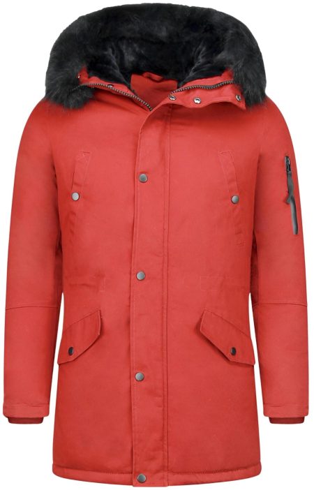 Enos Lange winterjas met faux bontkraag