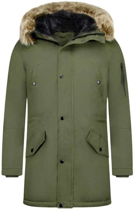 Enos Lange parka jas met faux bontkraag