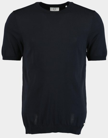 Born With Appetite T-shirt korte mouw Blauw Wake Knitted T-shirt 25108WA35/290 navy