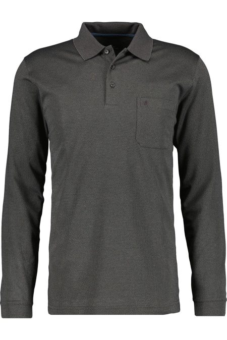 RAGMAN Softknit Poloshirt lange mouw grijs