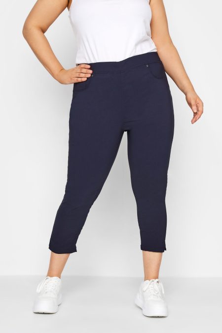 Cropped Bengaline Broek In Donkerblauw