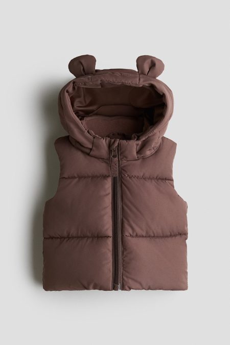 H & M - Gewatteerde bodywarmer met capuchon - Beige